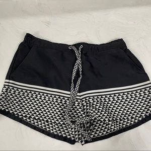 Etam Black White Geometric Lounge Shorts